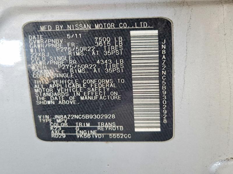 Продаж на аукціоні авто 2011 Infiniti Qx56, vin: JN8AZ2NC5B9302928, номер лоту: 49680496