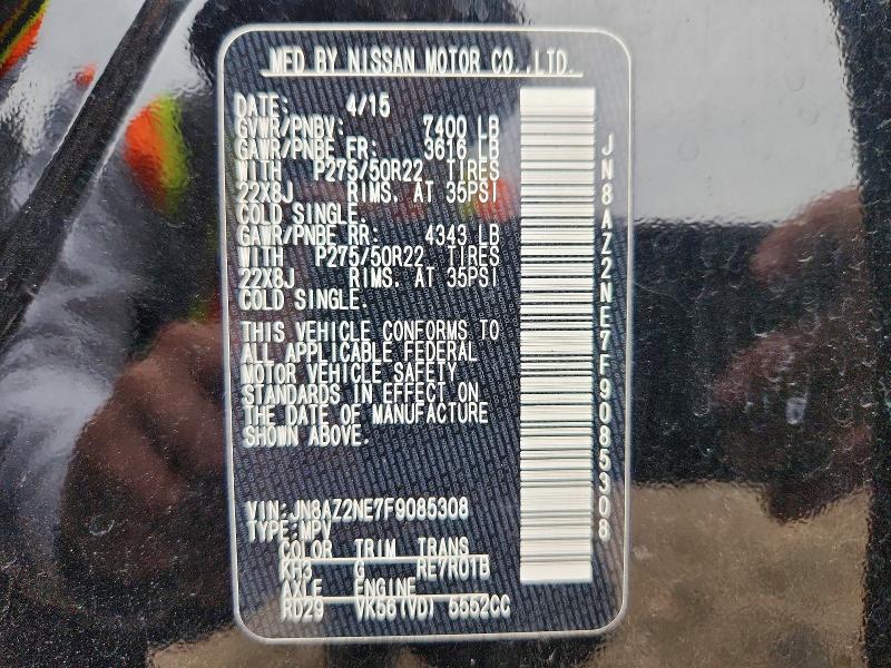 Aukcja sprzedaży 2015 Infiniti Qx80, vin: JN8AZ2NE7F9085308, numer aukcji: 51322776