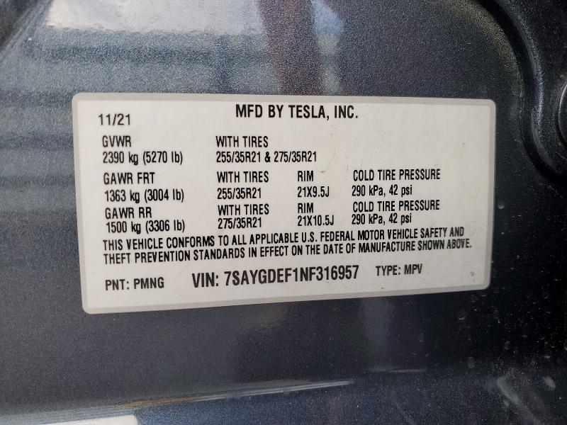 Продажа на аукционе авто 2022 Tesla Model Y, vin: 7SAYGDEF1NF316957, номер лота: 48902056