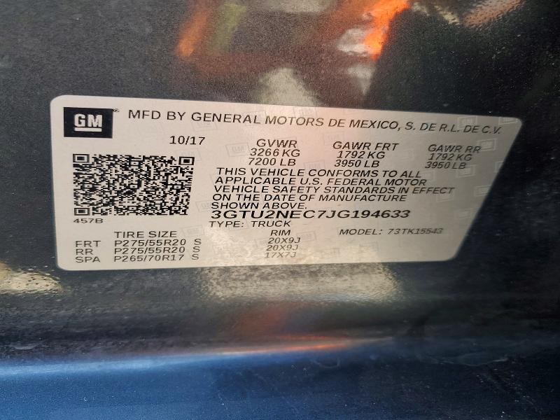 Aukcja sprzedaży 2018 Gmc Sierra, vin: 3GTU2NEC7JG194633, numer aukcji: 49871336