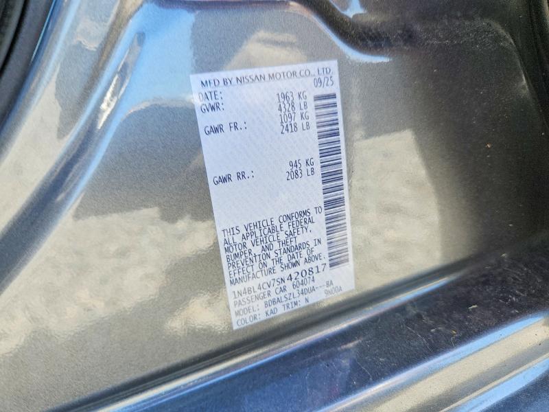2025 Nissan Altima მანქანა იყიდება აუქციონზე, vin: 1N4BL4CV7SN420817, აუქციონის ნომერი: 48690836