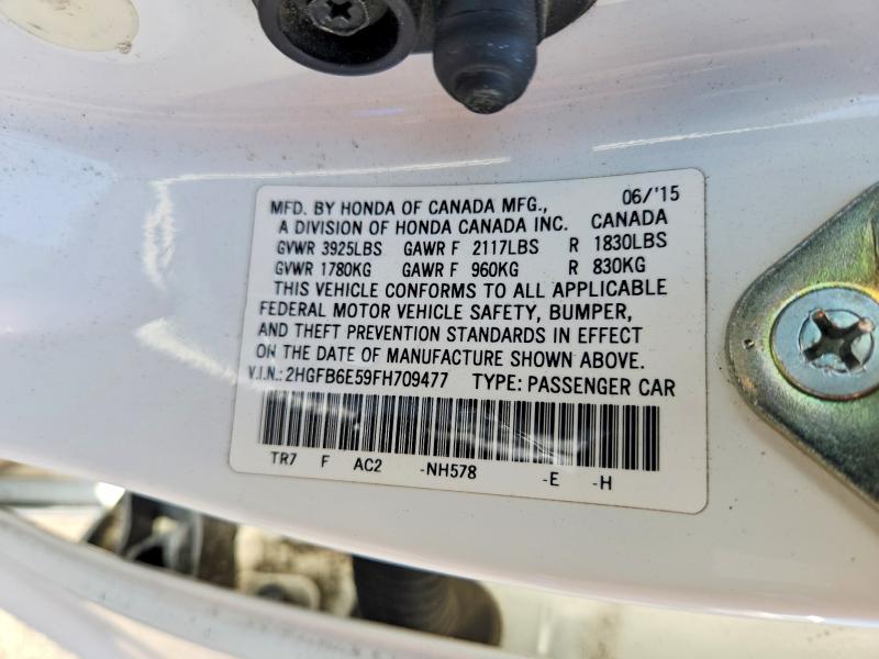 2015 Honda Civic მანქანა იყიდება აუქციონზე, vin: 2HGFB6E59FH709477, აუქციონის ნომერი: 52046366