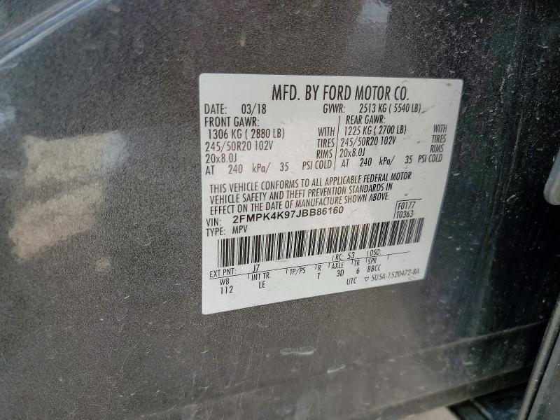 Aukcja sprzedaży 2018 Ford Edge, vin: 2FMPK4K97JBB86160, numer aukcji: 50349066