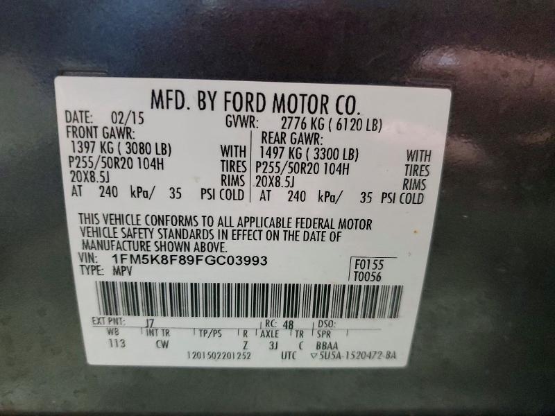 Aukcja sprzedaży 2015 Ford Explorer, vin: 1FM5K8F89FGC03993, numer aukcji: 49412896