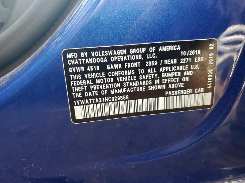 Aukcja sprzedaży 2017 Volkswagen Passat, vin: 1VWAT7A31HC029558, numer aukcji: 49482926