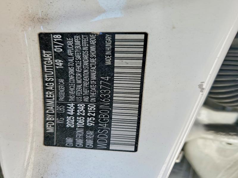 51074506 :رقم المزاد ، WDDSJ4GB0JN633774 vin ، 2018 Mercedes-benz Cla مزاد بيع