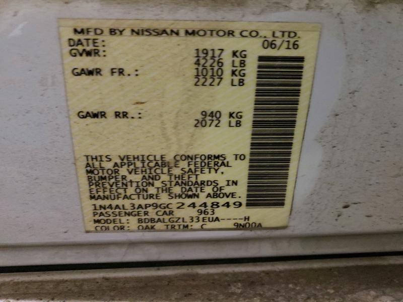 Auction sale of the 2016 Nissan Altima, vin: 1N4AL3AP9GC244849, lot number: 50360856