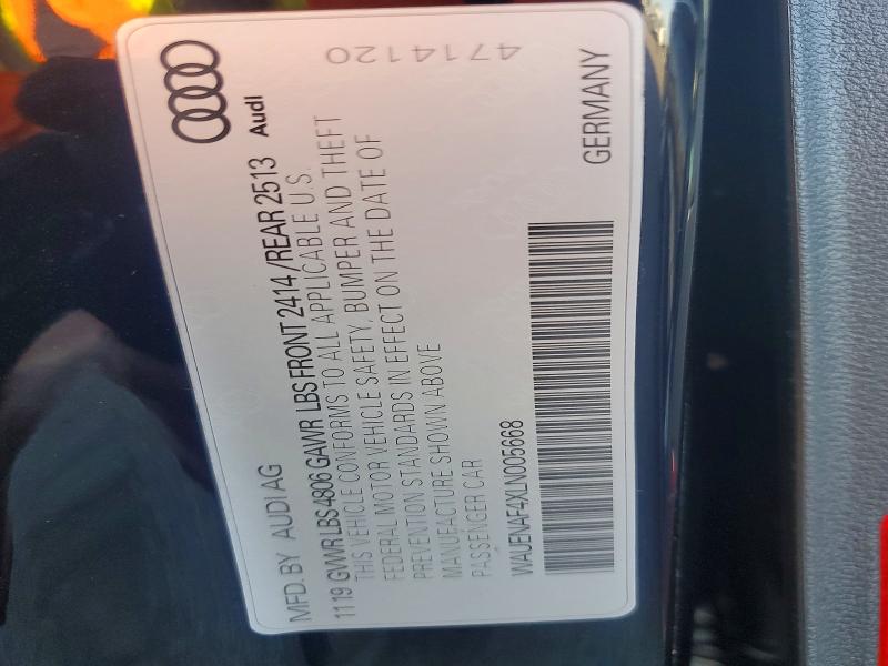 Aukcja sprzedaży 2020 Audi A4, vin: WAUENAF4XLN005668, numer aukcji: 48709116