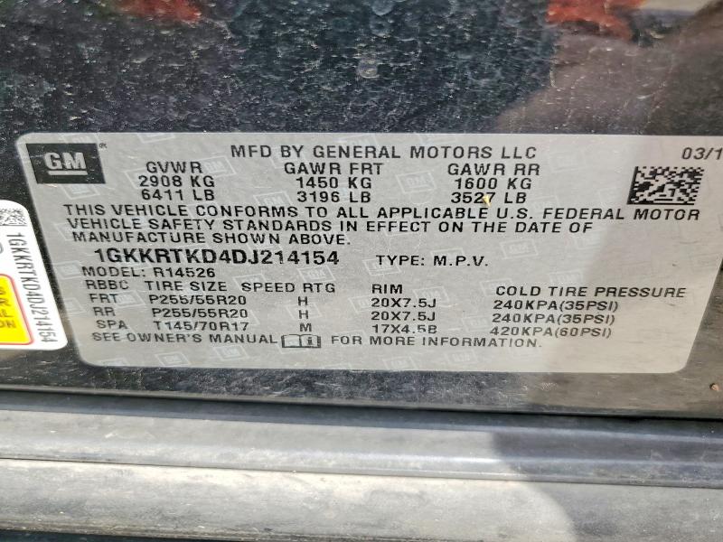 Aukcja sprzedaży 2013 Gmc Acadia, vin: 1GKKRTKD4DJ214154, numer aukcji: 50340446