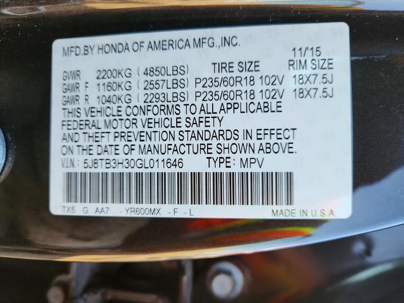 Продажа на аукционе авто 2016 Acura Rdx, vin: 5J8TB3H30GL011646, номер лота: 48504166