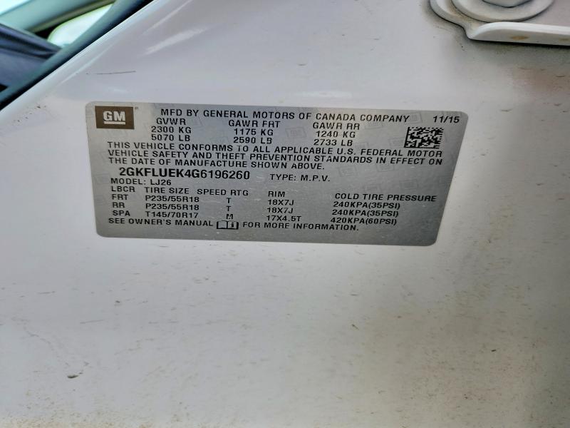 Продажа на аукционе авто 2016 Gmc Terrain, vin: 2GKFLUEK4G6196260, номер лота: 51079216
