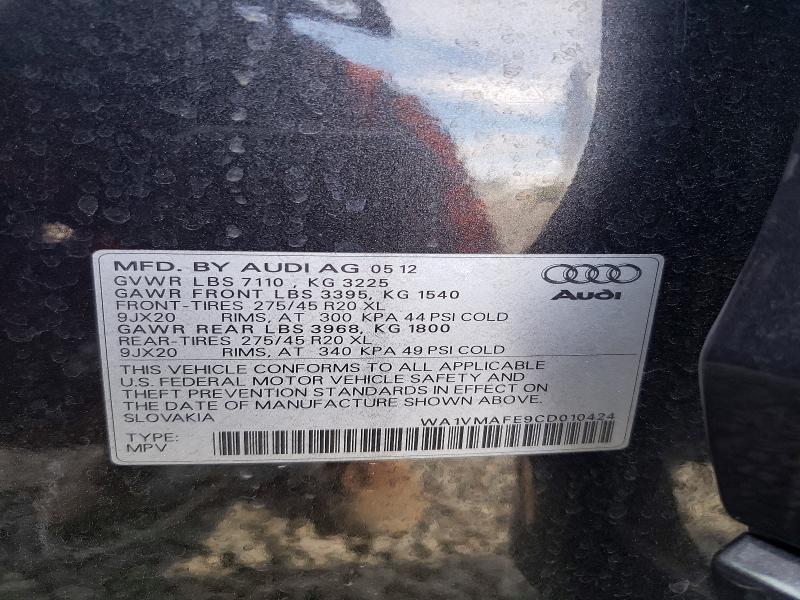 Продажа на аукционе авто 2012 Audi Q7, vin: WA1VMAFE9CD010424, номер лота: 52035616
