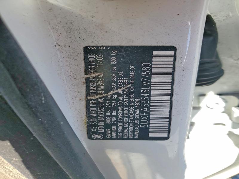 51350226 :رقم المزاد ، 5UXFA53543LV77580 vin ، 2003 Bmw X5 مزاد بيع
