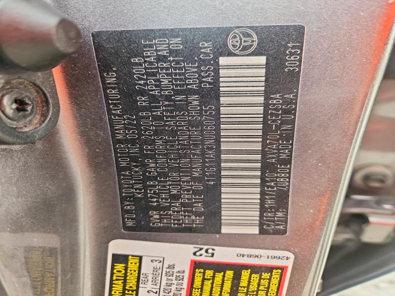 2022 Toyota Camry მანქანა იყიდება აუქციონზე, vin: 4T1G11AK3NU060755, აუქციონის ნომერი: 48538146