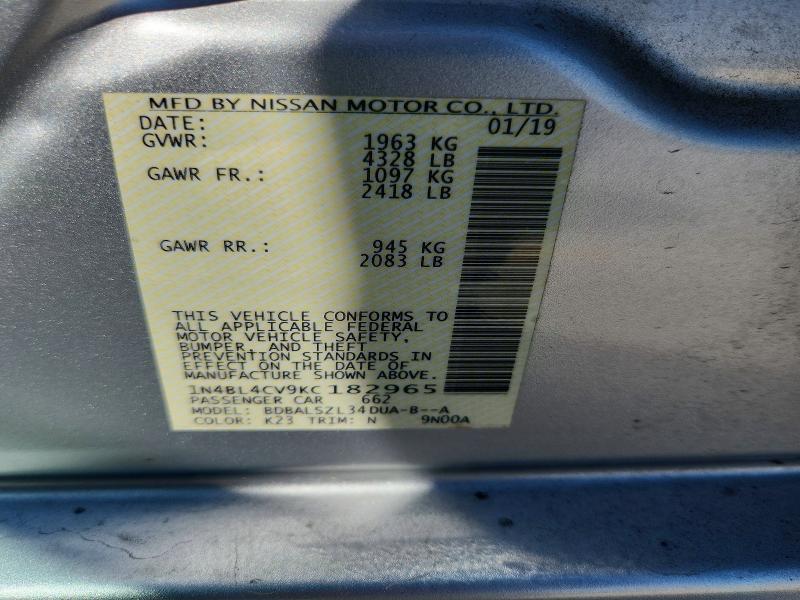 Продаж на аукціоні авто 2019 Nissan Altima, vin: 1N4BL4CV9KC182965, номер лоту: 48622986