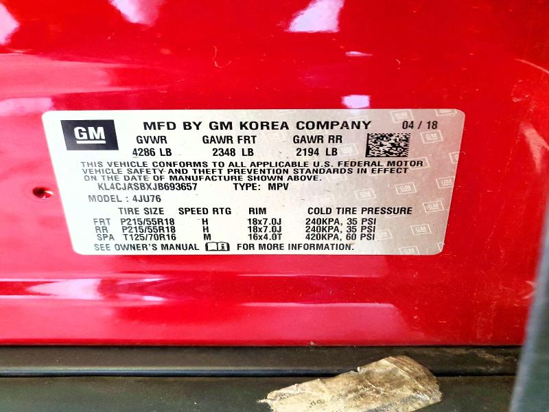 Aukcja sprzedaży 2018 Buick Encore, vin: KL4CJASBXJB693657, numer aukcji: 51515266