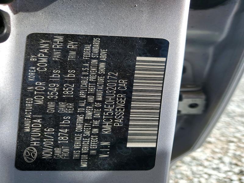 52041376 :رقم المزاد ، KMHCT5AE0HU320172 vin ، 2017 Hyundai Accent مزاد بيع