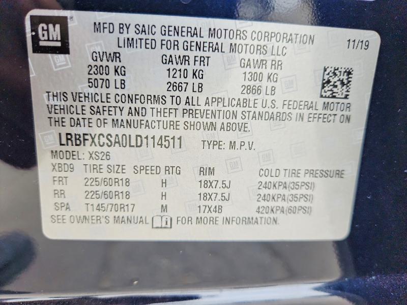 Продаж на аукціоні авто 2020 Buick Envision, vin: LRBFXCSA0LD114511, номер лоту: 48713366