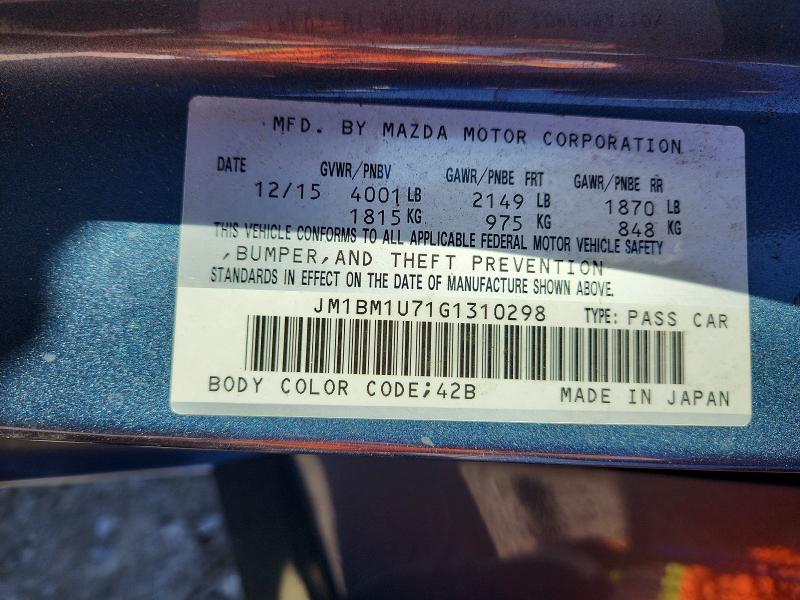 Продаж на аукціоні авто 2016 Mazda 3, vin: JM1BM1U71G1310298, номер лоту: 51446006