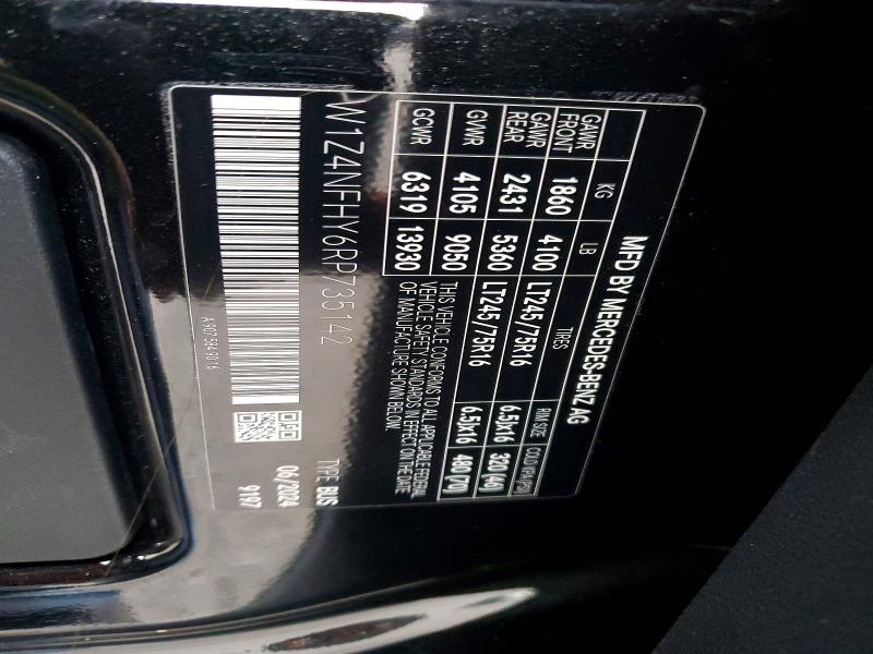 Aukcja sprzedaży 2024 Mercedes Benz Sprinter, vin: W1Z4NFHY6RP735142, numer aukcji: 50416606