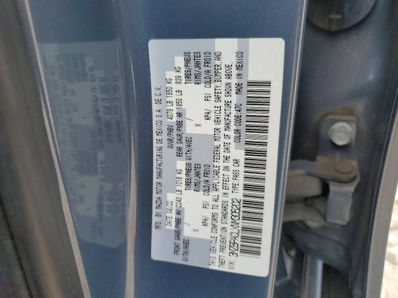 50066306 :رقم المزاد ، 3MZBPACLXNM305202 vin ، 2022 Mazda 3 مزاد بيع