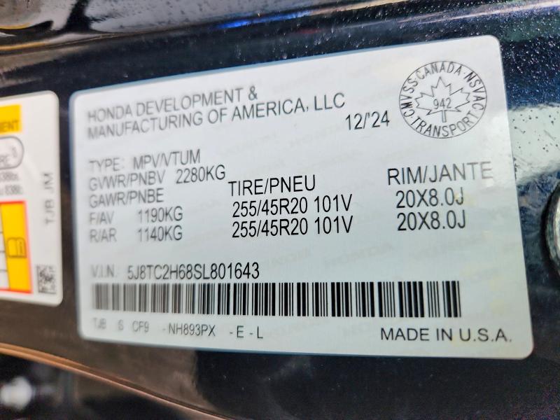 Продажа на аукционе авто 2025 Acura Rdx, vin: 5J8TC2H68SL801643, номер лота: 50241856