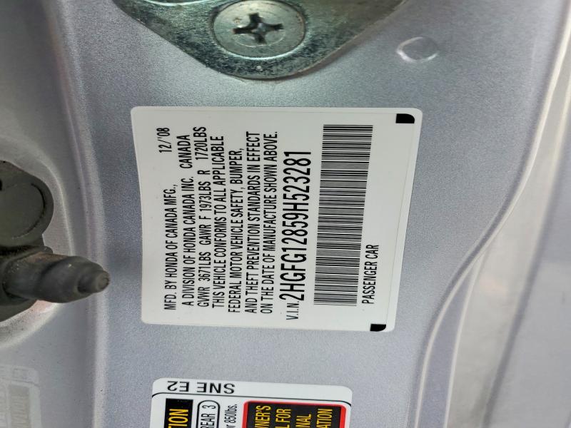 Продаж на аукціоні авто 2009 Honda Civic, vin: 2HGFG12859H523281, номер лоту: 50182636