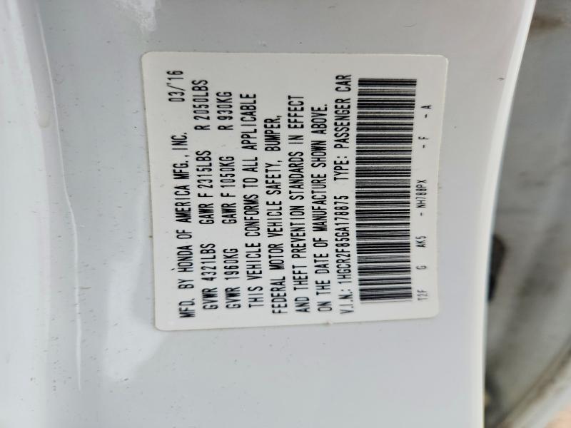 Aukcja sprzedaży 2016 Honda Accord, vin: 1HGCR2F85GA178875, numer aukcji: 50224156