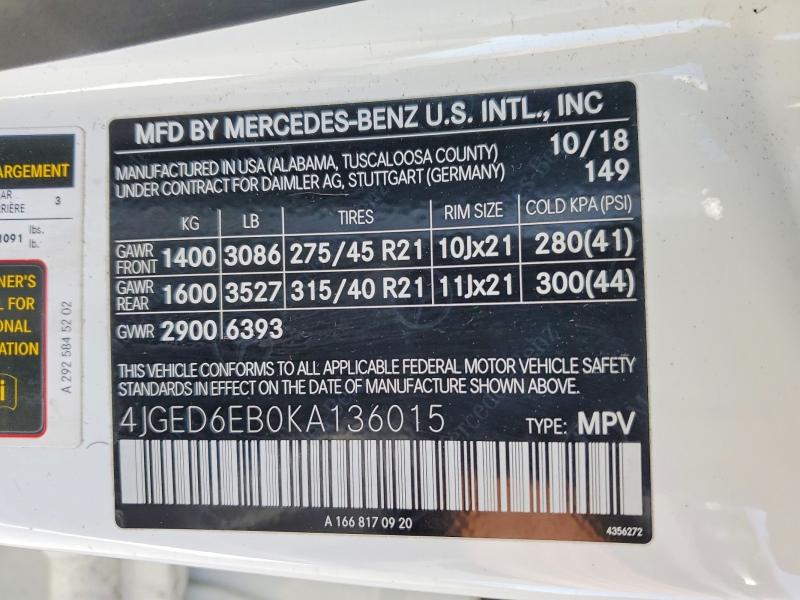 Aukcja sprzedaży 2019 Mercedes-benz Gle Coupe, vin: 4JGED6EB0KA136015, numer aukcji: 50608686