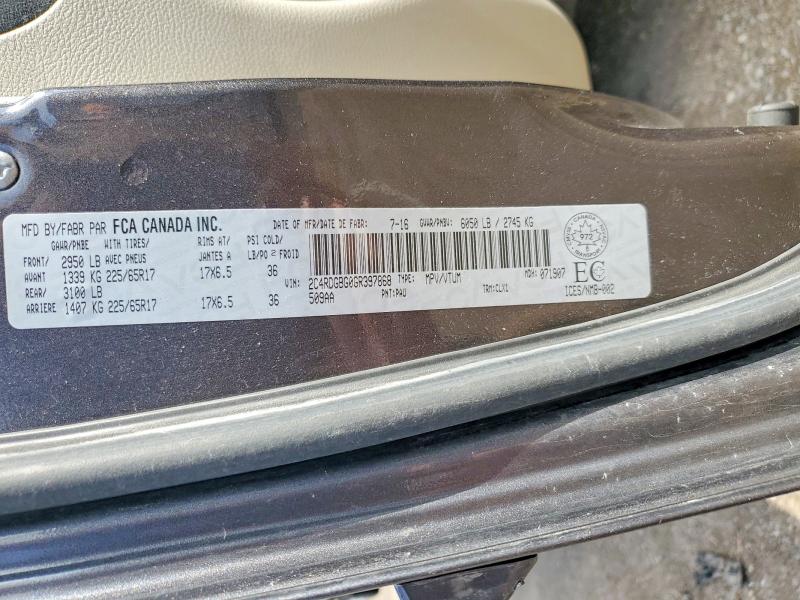 2016 Dodge Grand Caravan მანქანა იყიდება აუქციონზე, vin: 2C4RDGBG0GR397868, აუქციონის ნომერი: 47815436