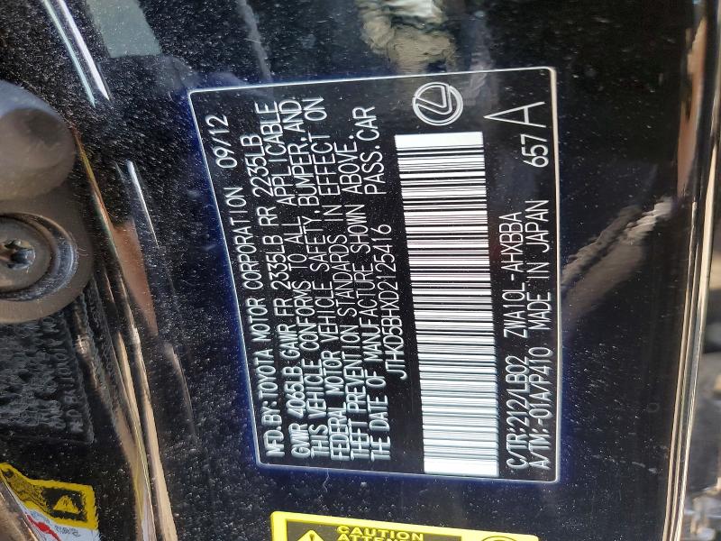 51263086 :رقم المزاد ، JTHKD5BHXD2125416 vin ، 2013 Lexus Ct مزاد بيع