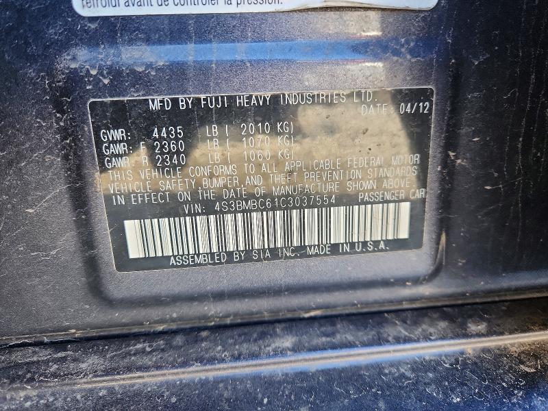 Aukcja sprzedaży 2012 Subaru Legacy, vin: 4S3BMBC61C3037554, numer aukcji: 48674666