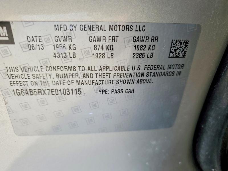 2014 Cadillac Ats მანქანა იყიდება აუქციონზე, vin: 1G6AB5RX7E0103115, აუქციონის ნომერი: 49295276