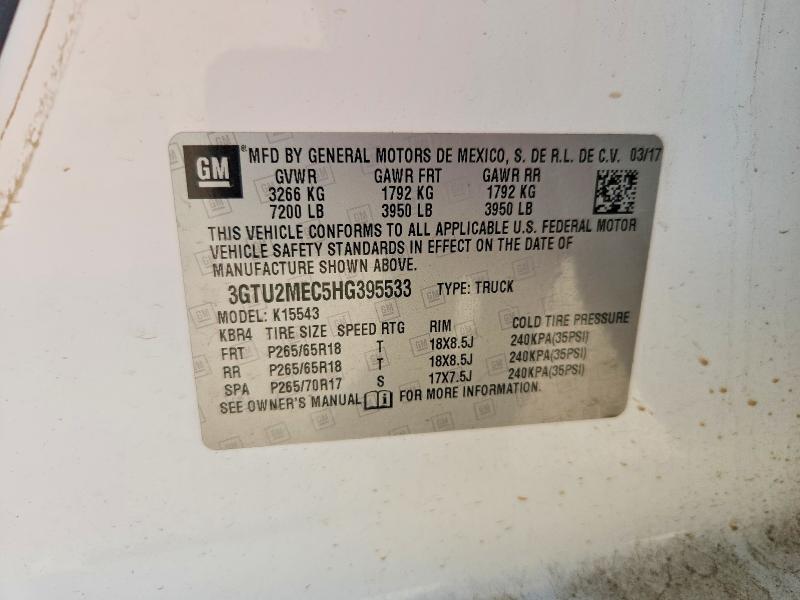 49606556 :رقم المزاد ، 3GTU2MEC5HG395533 vin ، 2017 Gmc Sierra مزاد بيع