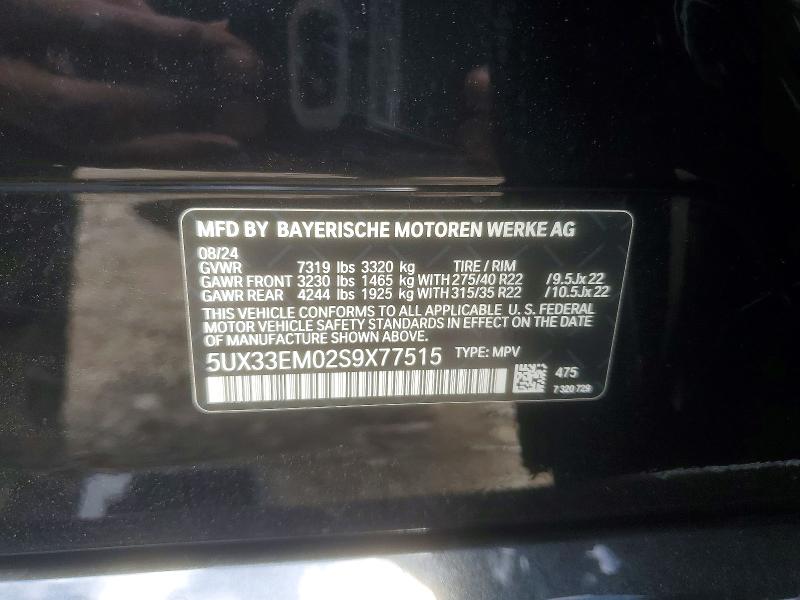 Aukcja sprzedaży 2025 Bmw X7, vin: 5UX33EM02S9X77515, numer aukcji: 49551986