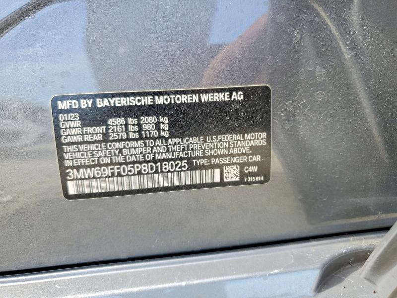 50134416 :رقم المزاد ، 3MW69FF05P8D18025 vin ، 2023 Bmw 330i مزاد بيع