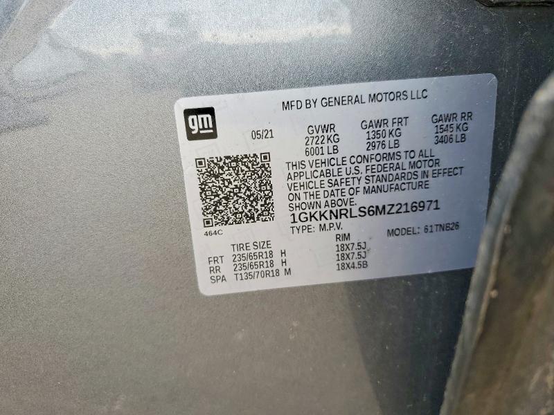 2021 Gmc Acadia მანქანა იყიდება აუქციონზე, vin: 1GKKNRLS6MZ216971, აუქციონის ნომერი: 48342576
