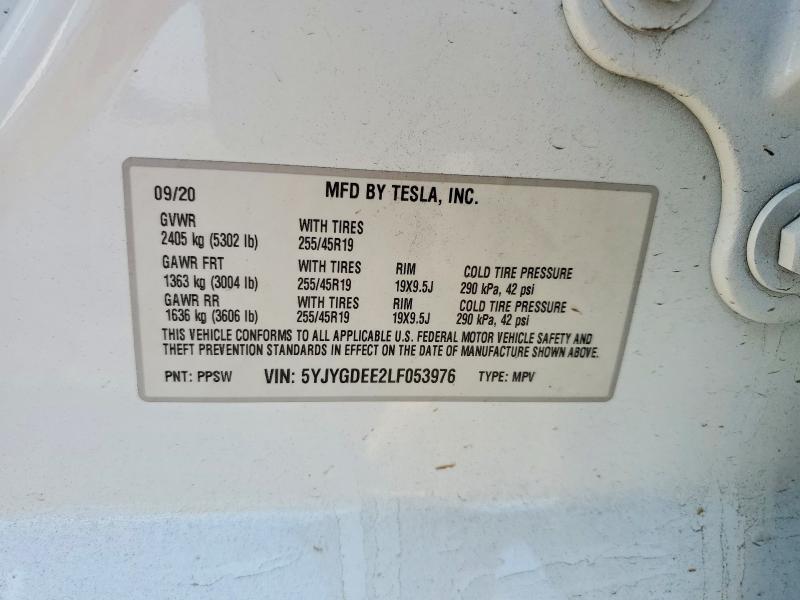 50440006 :رقم المزاد ، 5YJYGDEE2LF053976 vin ، 2020 Tesla Model Y مزاد بيع
