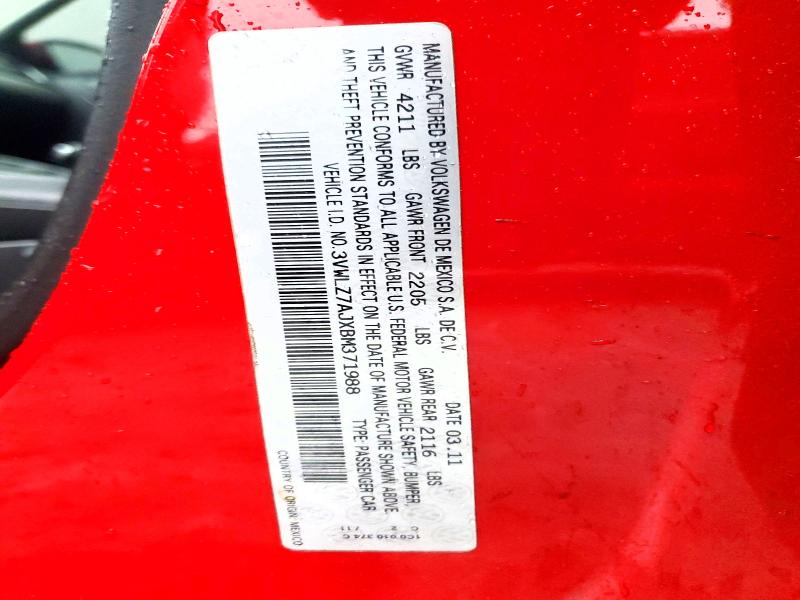 Aukcja sprzedaży 2011 Volkswagen Jetta, vin: 3VWLZ7AJXBM371988, numer aukcji: 48954196