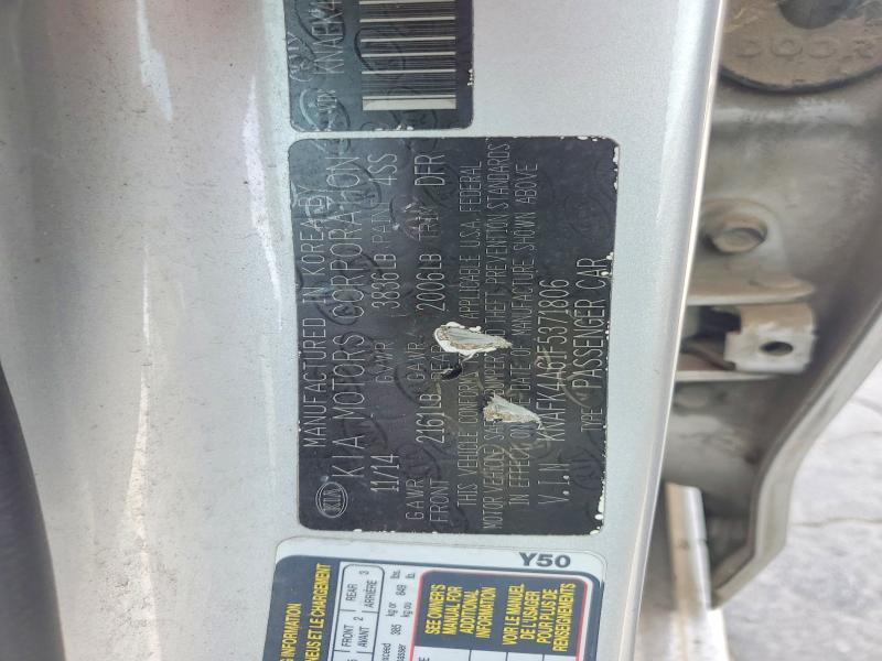 51178476 :رقم المزاد ، KNAFK4A61F5371806 vin ، 2015 Kia Forte مزاد بيع