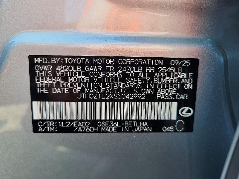 Продаж на аукціоні авто 2025 Lexus Is 350, vin: JTHGZ1E2XS5042992, номер лоту: 48904976