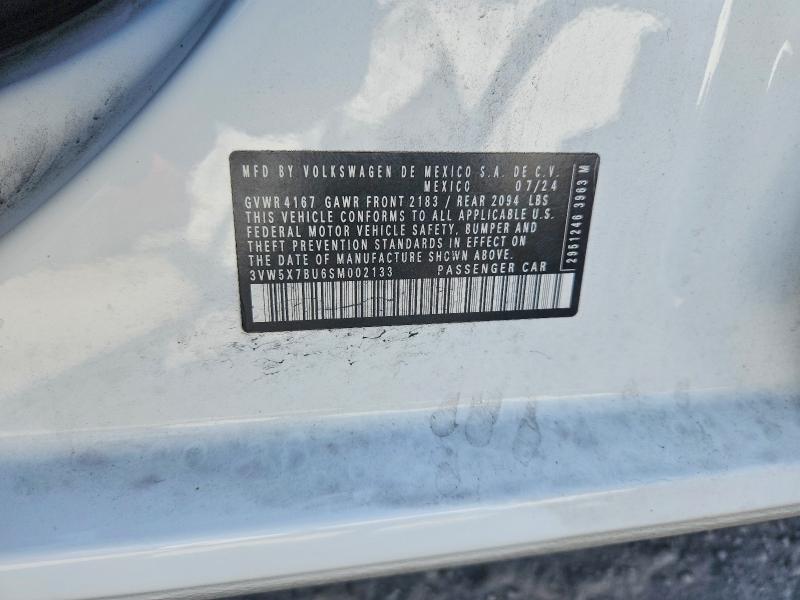2025 Volkswagen Jetta მანქანა იყიდება აუქციონზე, vin: 3VW5X7BU6SM002133, აუქციონის ნომერი: 51576766