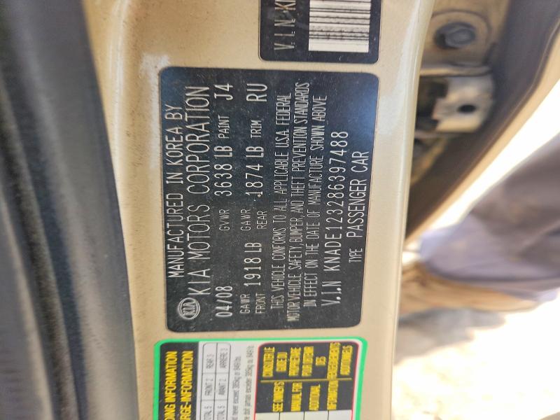 Aukcja sprzedaży 2008 Kia Rio, vin: KNADE123286397488, numer aukcji: 47499216