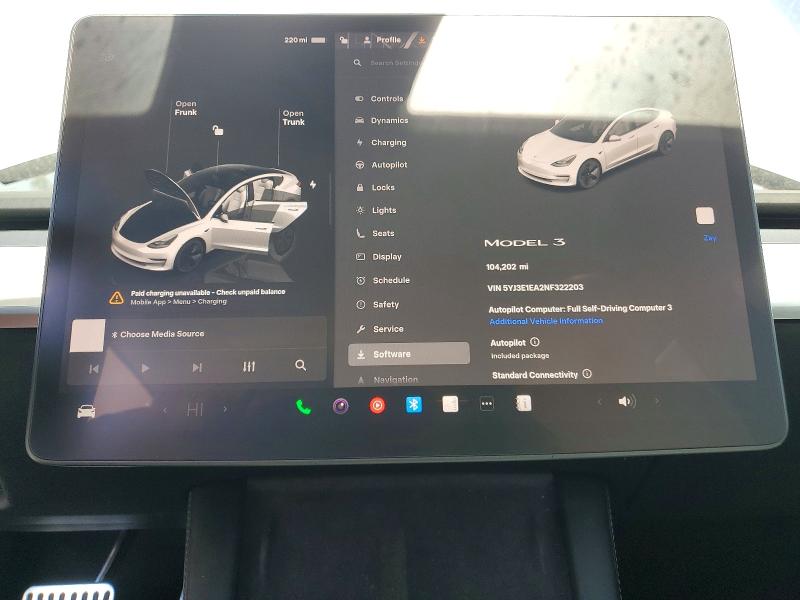 79960705 :رقم المزاد ، 5YJ3E1EA2NF322203 vin ، 2022 Tesla Model 3 مزاد بيع