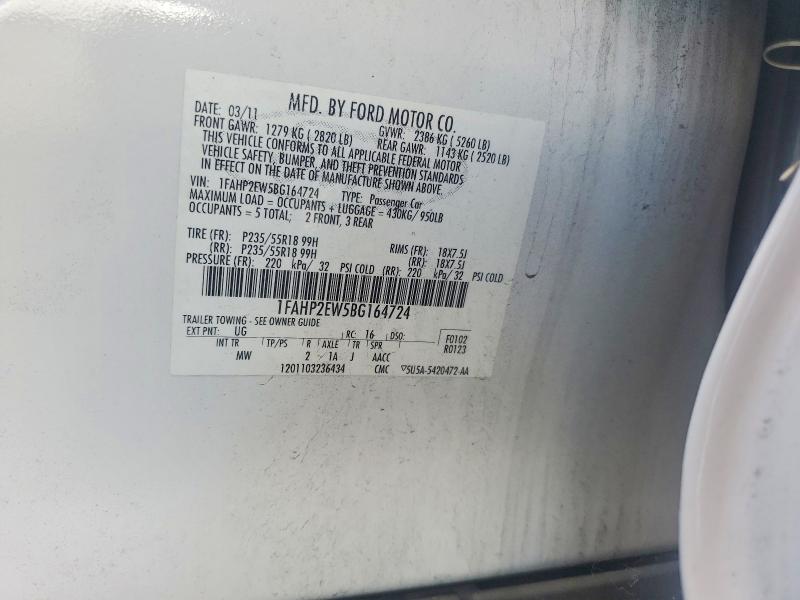 2011 Ford Taurus მანქანა იყიდება აუქციონზე, vin: 1FAHP2EW5BG164724, აუქციონის ნომერი: 49340936