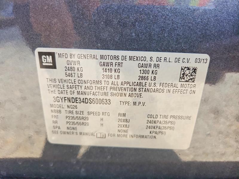 49508276 :رقم المزاد ، 3GYFNDE34DS600633 vin ، 2013 Cadillac Srx مزاد بيع