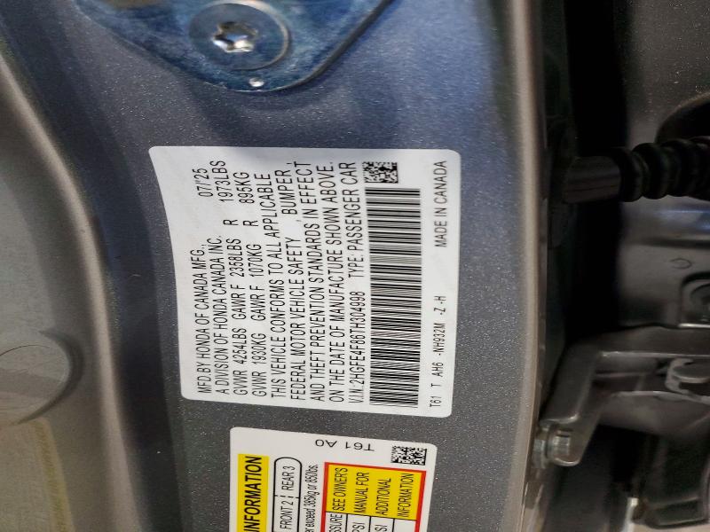 Aukcja sprzedaży 2026 Honda Civic, vin: 2HGFE4F86TH304998, numer aukcji: 50935036