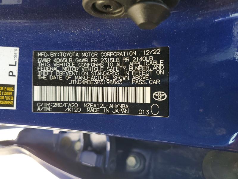 49629036 :رقم المزاد ، JTND4MBE3P3198843 vin ، 2023 Toyota Corolla Hatchback مزاد بيع