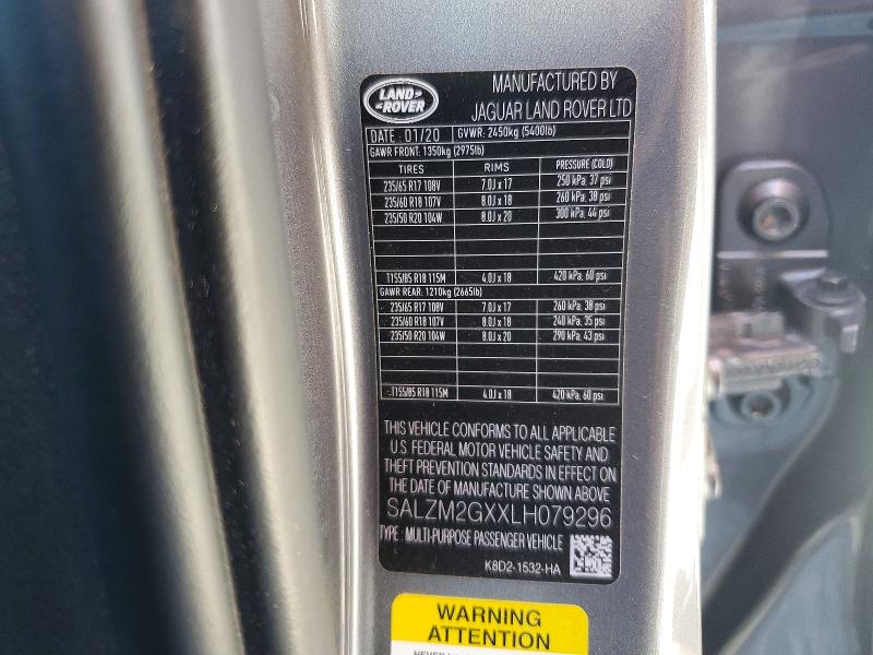 Продажа на аукционе авто 2020 Land Rover Range Rover Evoque, vin: SALZM2GXXLH079296, номер лота: 51178346