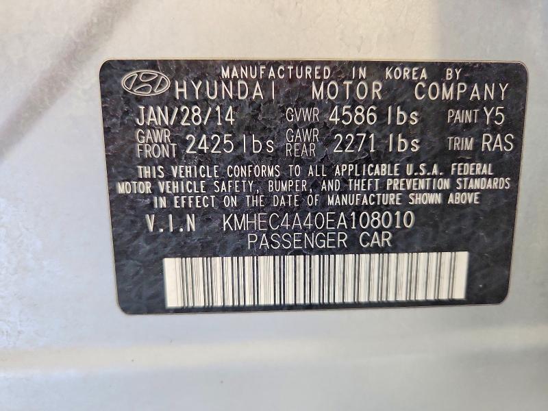 Продажа на аукционе авто 2014 Hyundai Sonata, vin: KMHEC4A40EA108010, номер лота: 49277206
